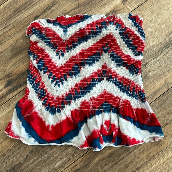 Crop top tie dye red white blue top - Picture 1 of 3